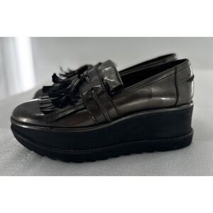 Stuart Weitzman Loafers Shoes Platform Chunky Y2K Metallic Size 8.5 M Grey​​​